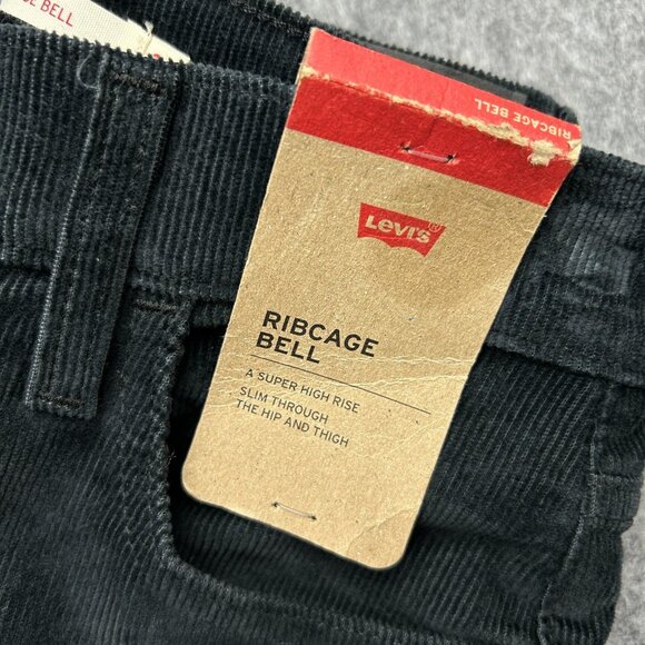 Levi's Ribcage Bell Flare High Waist Corduroy Pants Women's Size 26 Black NWT - Picture 5 of 15